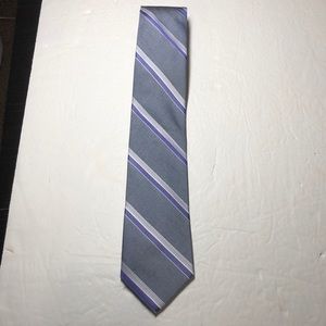 Calvin Klein silk blend gray & purple stripe tie